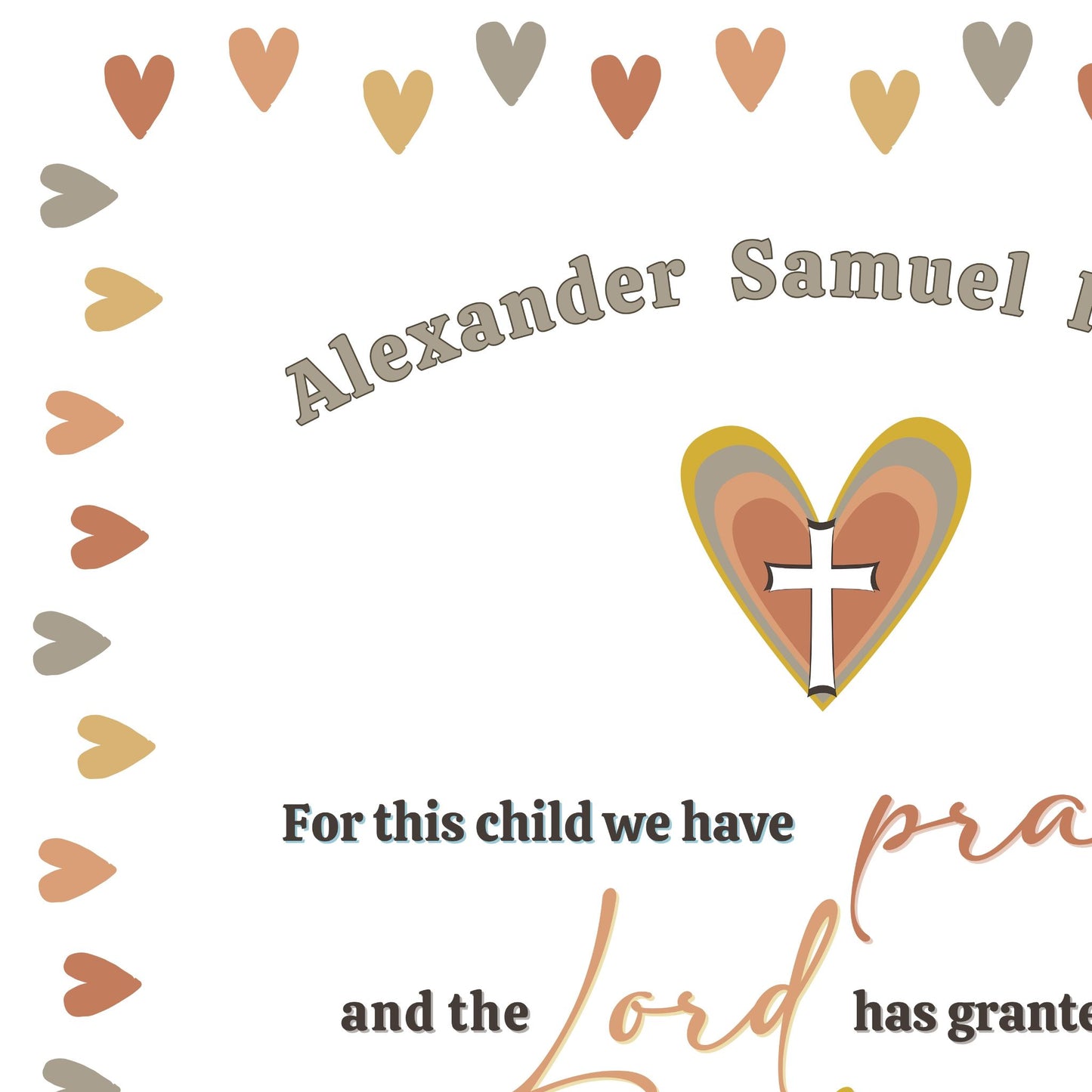 1 Samuel 1:27 Sign Custom Made Print Bible Verse Wall Art Personalized Name Sign For This Child We Have Prayed Hearts Sign Baby Nursery Art