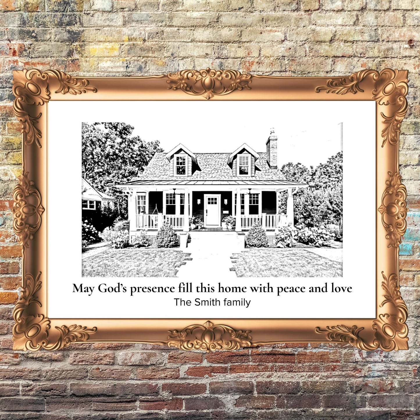 Drawing of a home print Sketched Print Housewarming Gift for Realtor Closing Gift Christian Poster