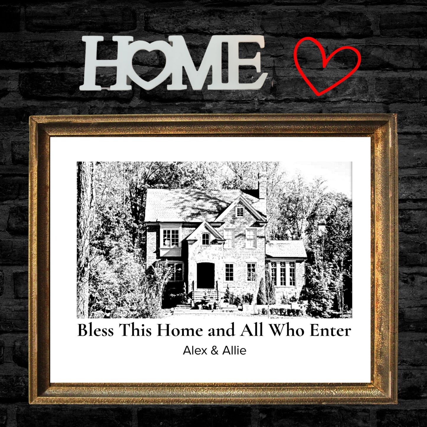 Drawing of a home print Sketched Print Housewarming Gift for Realtor Closing Gift Christian Poster