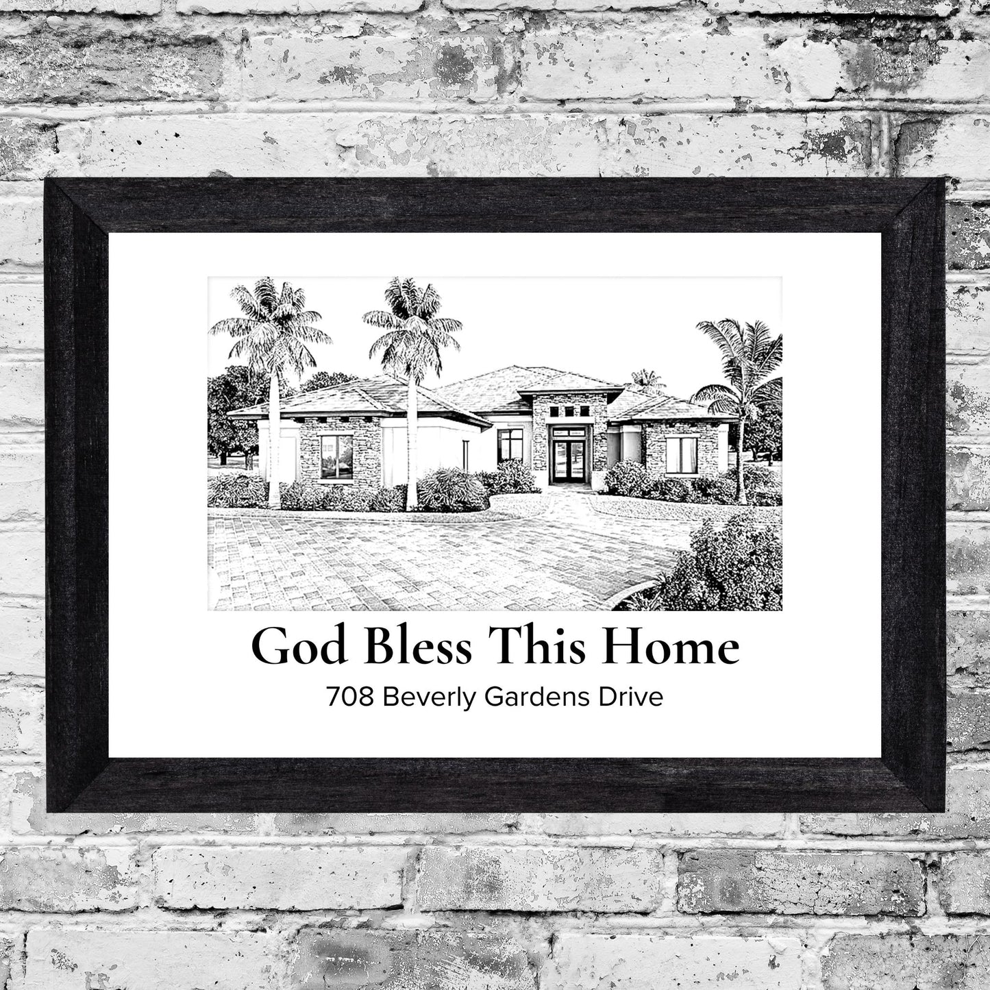 Drawing of a home print Sketched Print Housewarming Gift for Realtor Closing Gift Christian Poster