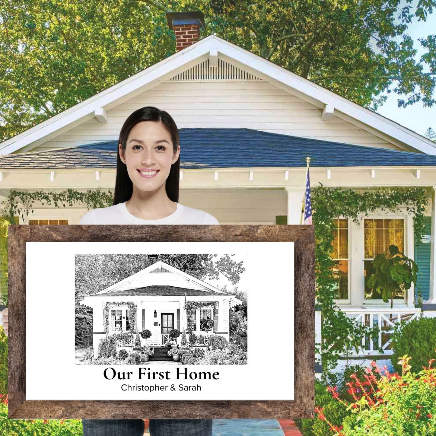 Drawing of a home print Sketched Print Housewarming Gift for Realtor Closing Gift Christian Poster