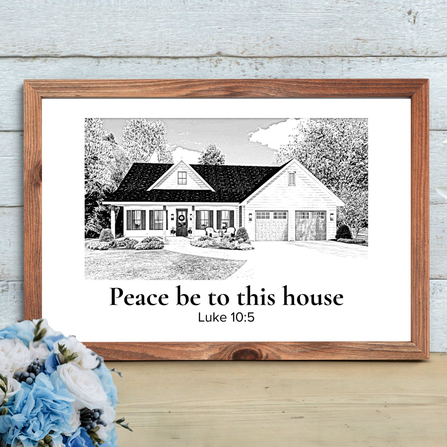 Drawing of a home print Sketched Print Housewarming Gift for Realtor Closing Gift Christian Poster