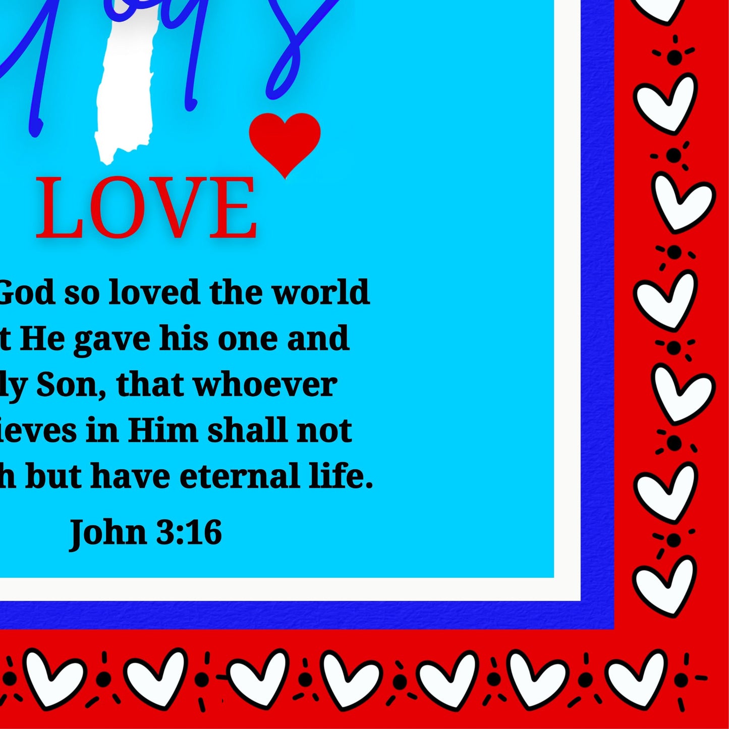 John 3:16 Bible Verse Print For God So Loved the World Poster Wall Art for Christian Affirmation Poster Colorful Jesus Cross Eternal Life
