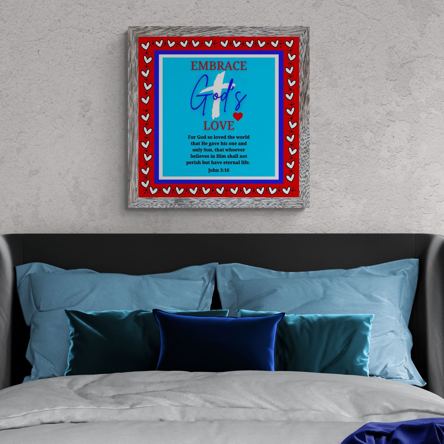 John 3:16 Bible Verse Print For God So Loved the World Poster Wall Art for Christian Affirmation Poster Colorful Jesus Cross Eternal Life