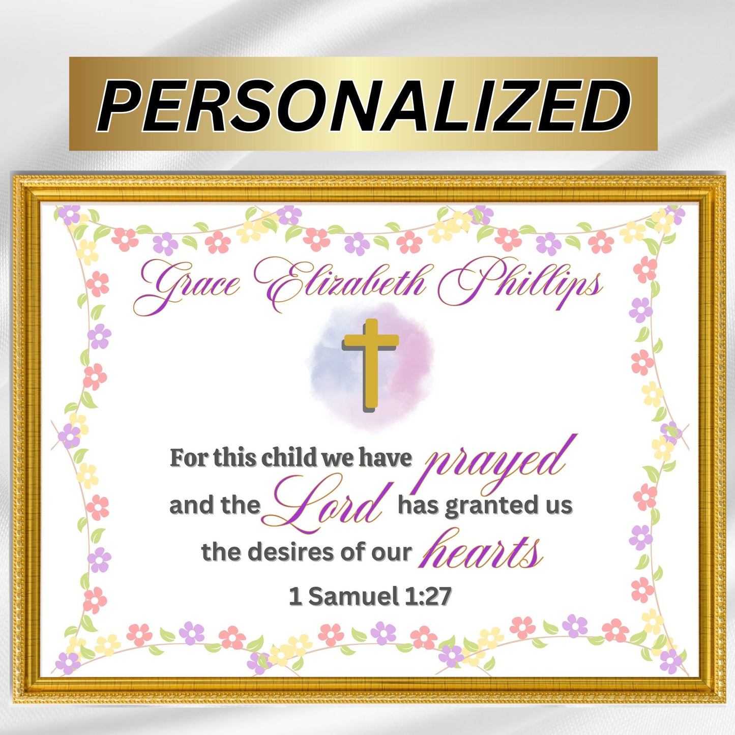 1 Samuel 1:27 Sign For This Child We Have Prayed Christian Wall Decor Nursery Wall Art Horizontal Sign Above Crib Sign Nursery Signs Newborn