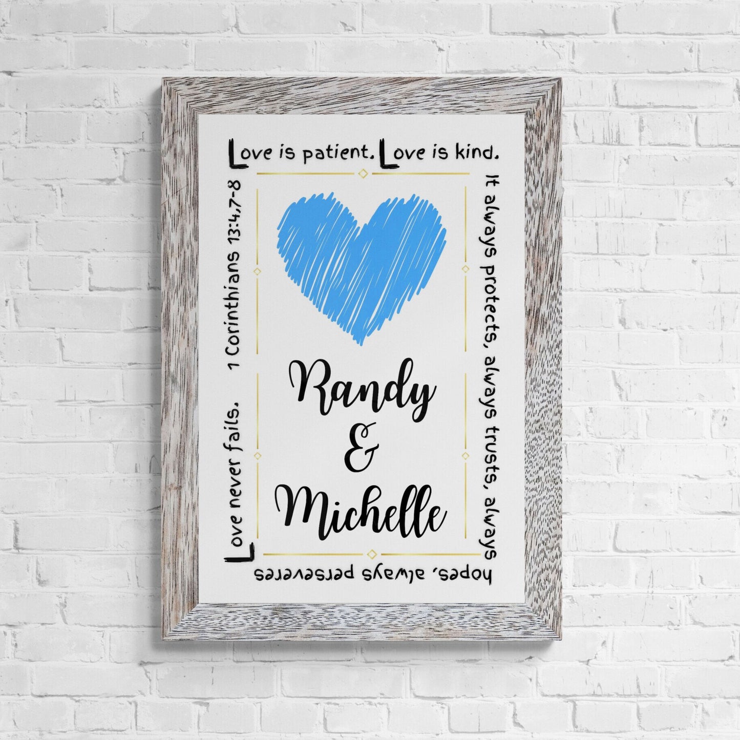 1 Corinthians 13 Print Personalized Custom Made Sign Love is Patient Christian Wall Art Wedding Gift Custom Couple Names Anniversary Gift