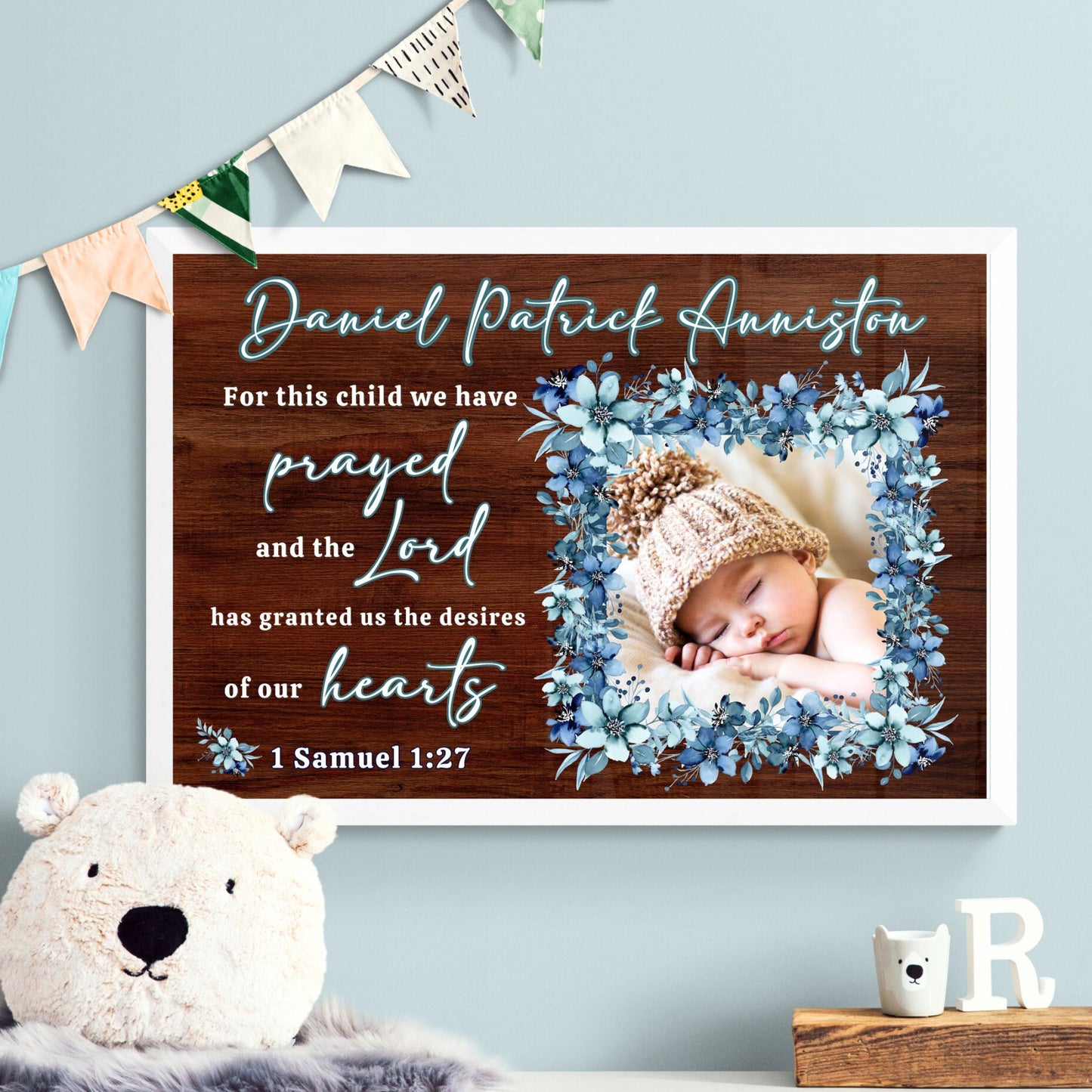 1 Samuel 1:27 Sign For This Child We Have Prayed Christian Wall Art Nursery Wall Art Custom Made Sign Above Crib Sign Baby Picture Newborn