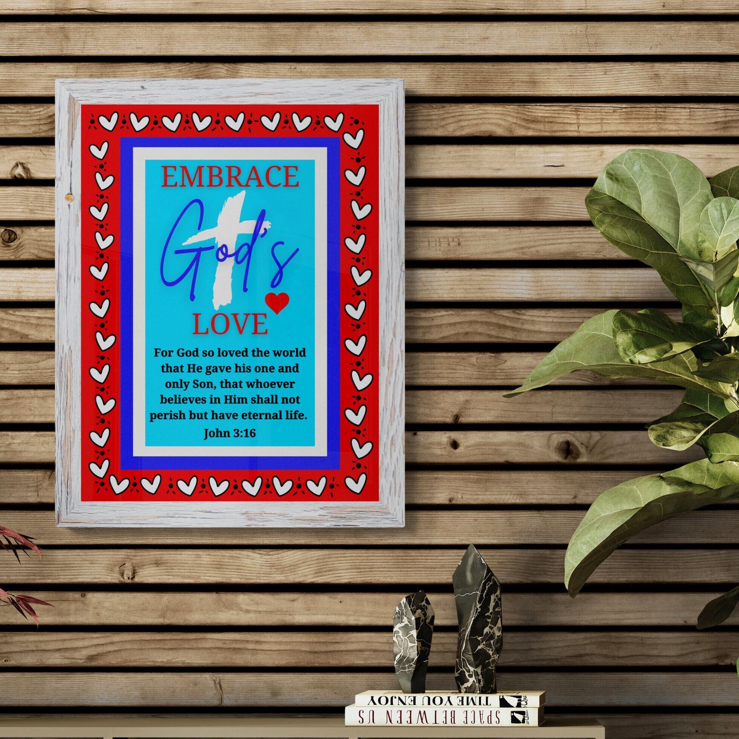 John 3:16 Bible Verse Print For God So Loved the World Poster Wall Art for Christian Affirmation Poster Colorful Jesus Cross Eternal Life