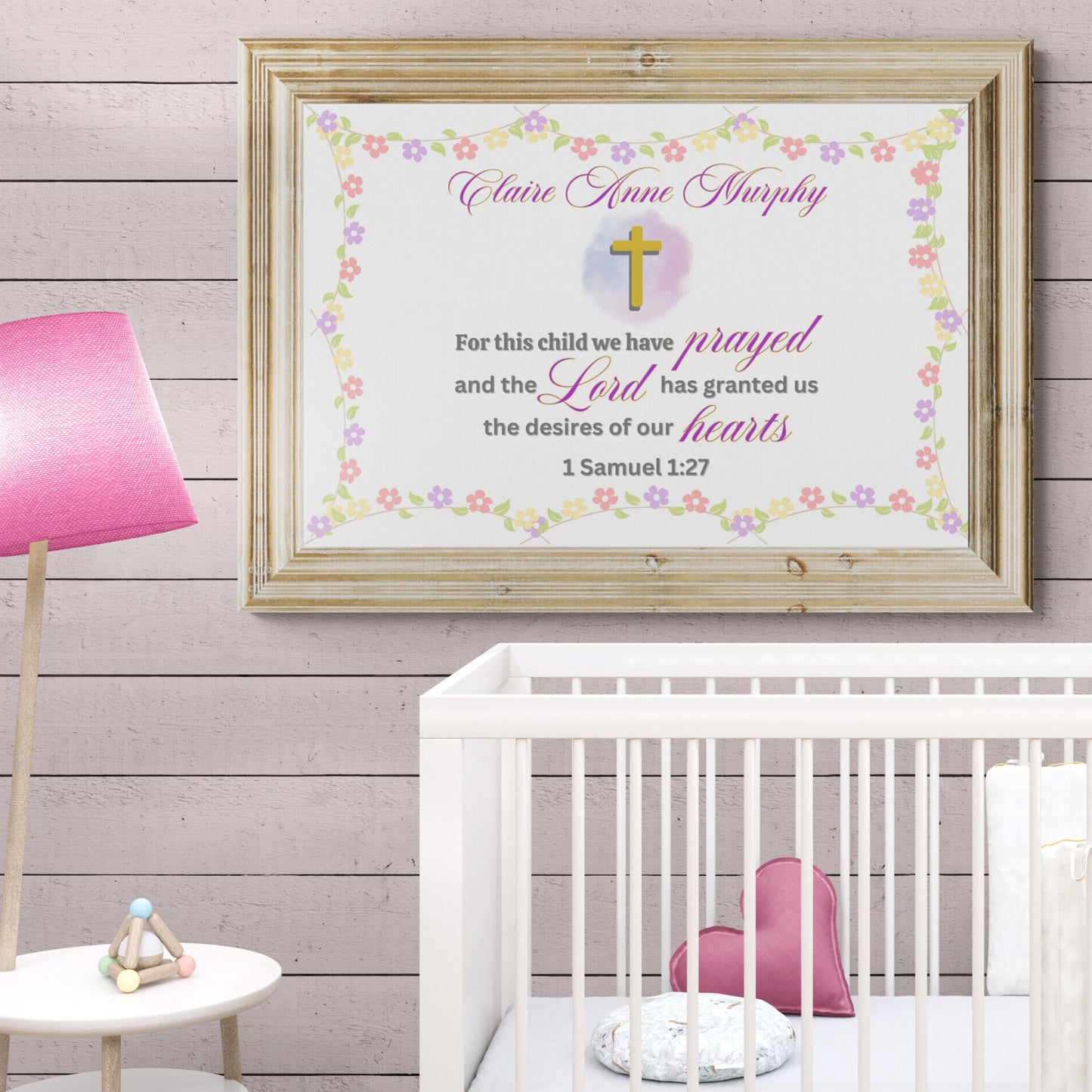 1 Samuel 1:27 Sign For This Child We Have Prayed Christian Wall Decor Nursery Wall Art Horizontal Sign Above Crib Sign Nursery Signs Newborn