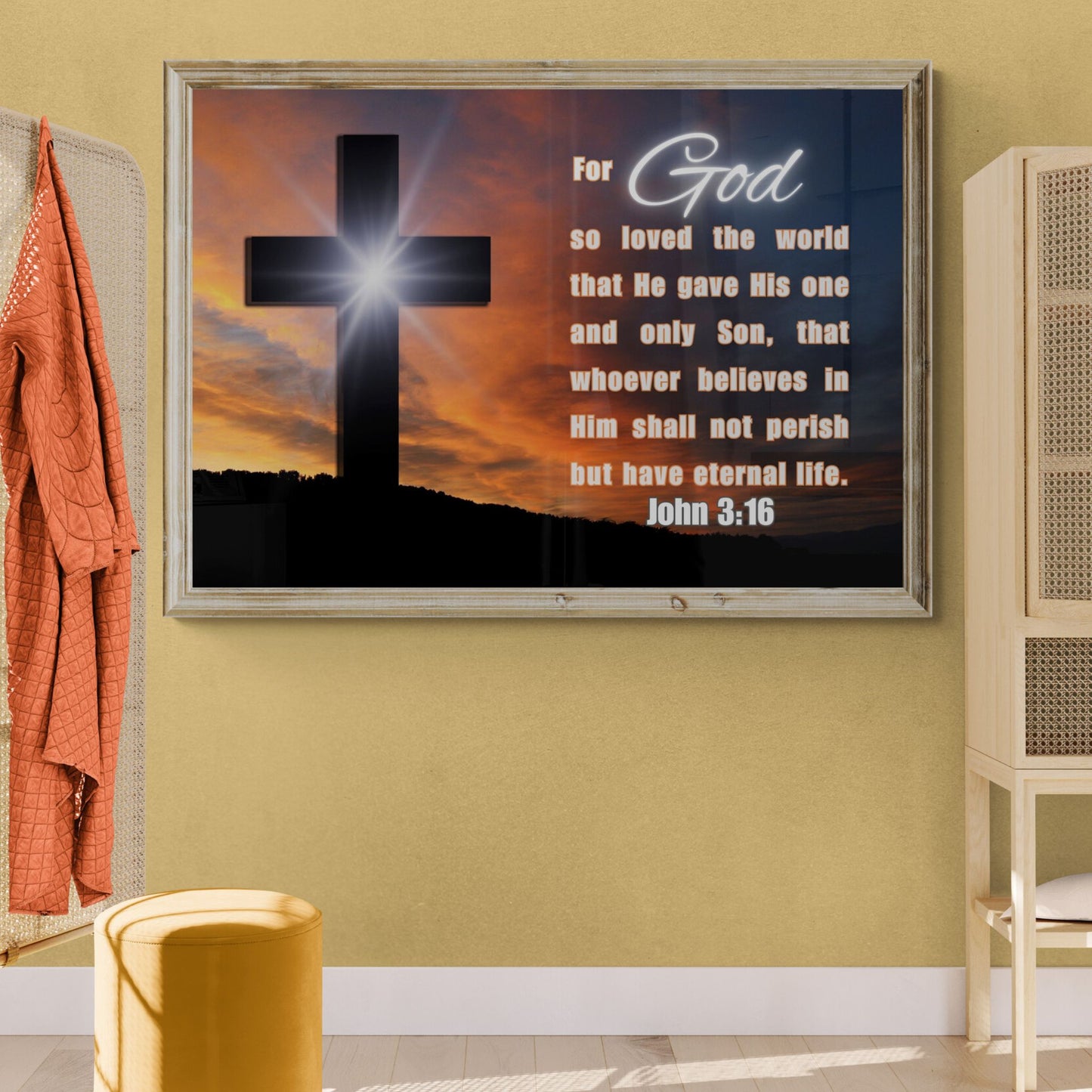 John 3:16 Poster For God So Loved the World Sign Christian Wall Art Bible Verse Wall Art I am the Light of the World Eternal Life Print