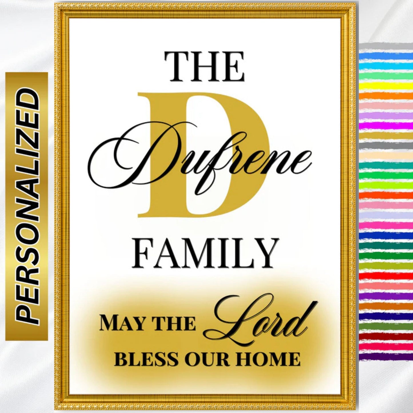 Personalized Custom Made Last Name Sign Christian Wall Art Lord Bless Our Home Sign Religious Poster Wedding Gift Anniversary Gift God Art