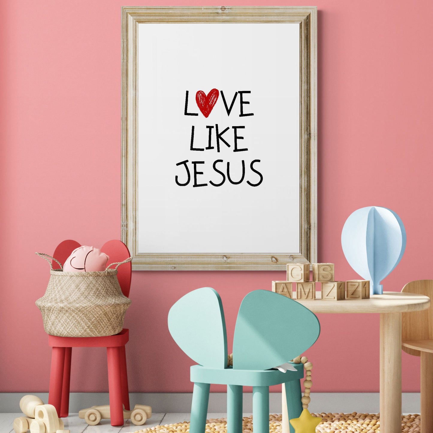 Love Like Jesus Poster Print Religious Poster Jesus is Love Children's Playroom Decor Child's Nursery Baby Shower Gift Minimalist Print Classic Semi-Glossy Paper Poster