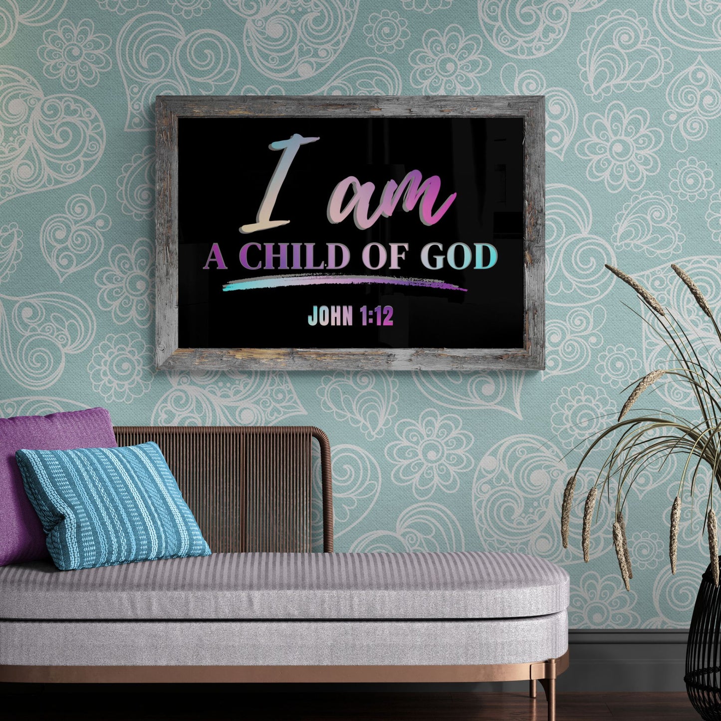 John 1:12 Bible Verse Print Christian Wall Art I am a child of God Poster Behold I am God's Child I am his Colorful Religious Art God Art Classic Semi-Glossy Paper Poster