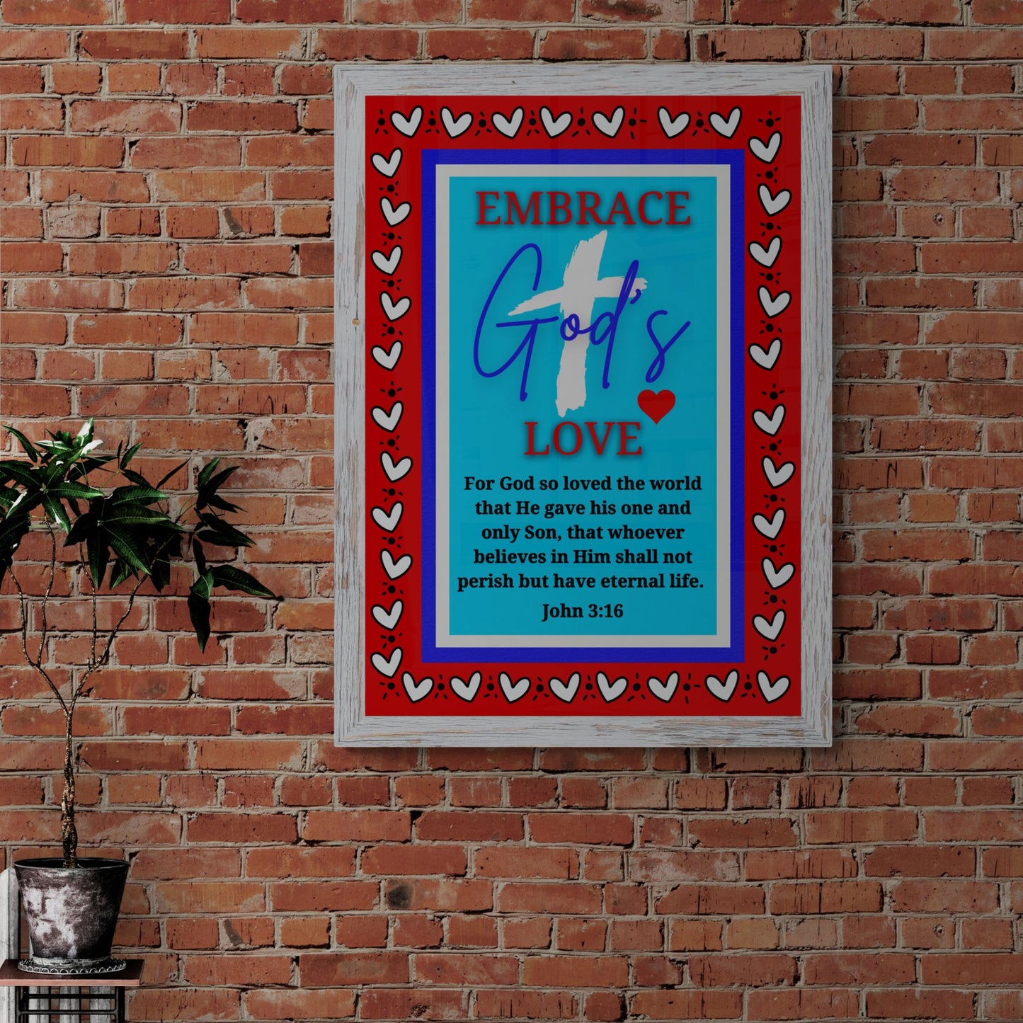 John 3:16 Bible Verse Print For God So Loved the World Poster Wall Art for Christian Affirmation Poster Colorful Jesus Cross Eternal Life Classic Semi-Glossy Paper Poster