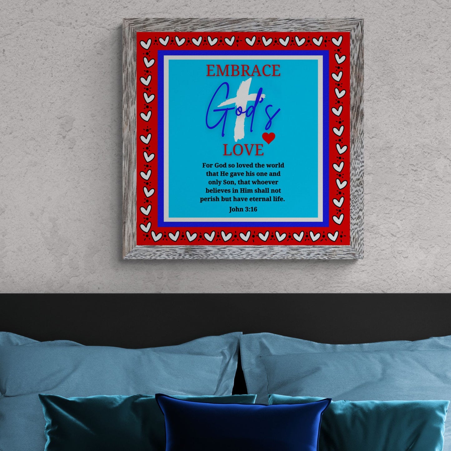 John 3:16 Bible Verse Print For God So Loved the World Poster Wall Art for Christian Affirmation Poster Colorful Jesus Cross Eternal Life Classic Semi-Glossy Paper Poster