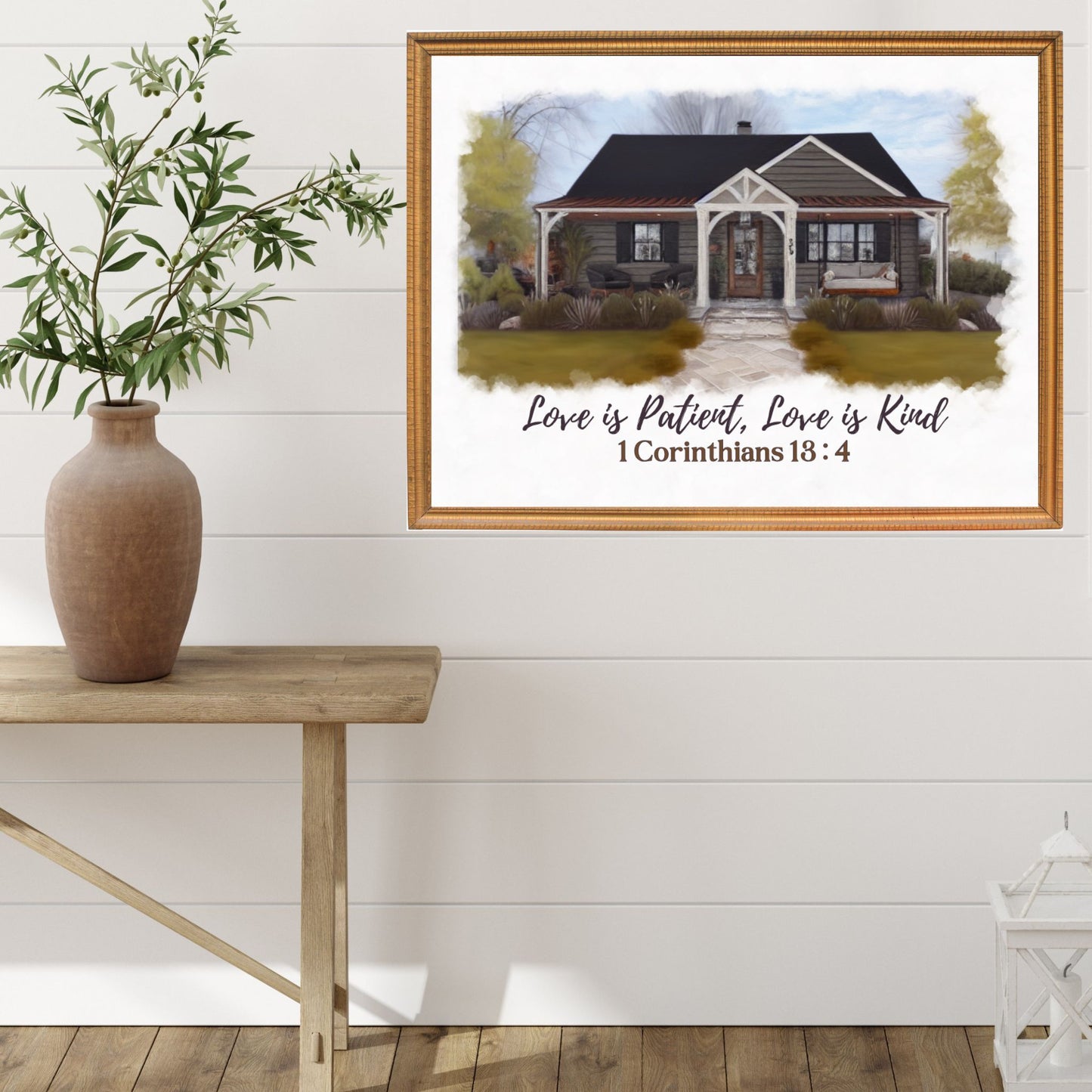 Bless Our Home Poster Print Painted House Personalized and Customizable Christian Themed Print