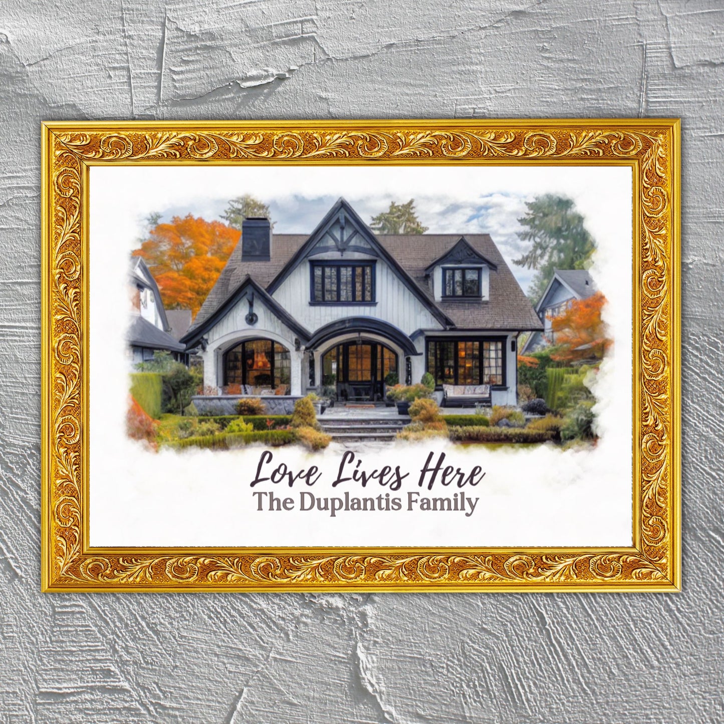 Bless Our Home Poster Print Painted House Personalized and Customizable Christian Themed Print