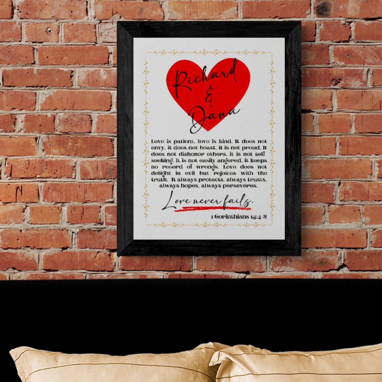 1 Corinthians 13 Print Personalized Custom Made Sign Love is Patient Wedding Gift Christian Wall Art Couple Names Anniversary Gift Love Sign