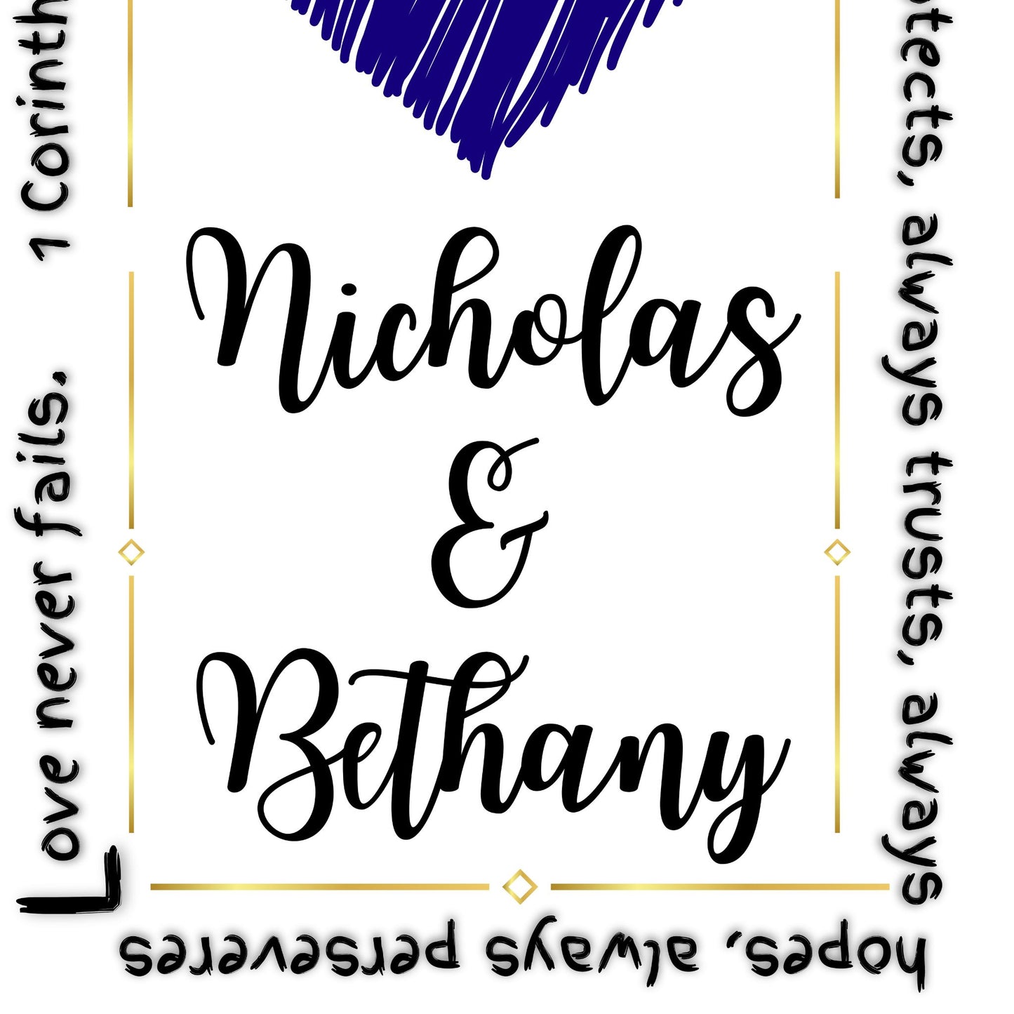 1 Corinthians 13 Print Personalized Custom Made Sign Love is Patient Christian Wall Art Wedding Gift Custom Couple Names Anniversary Gift