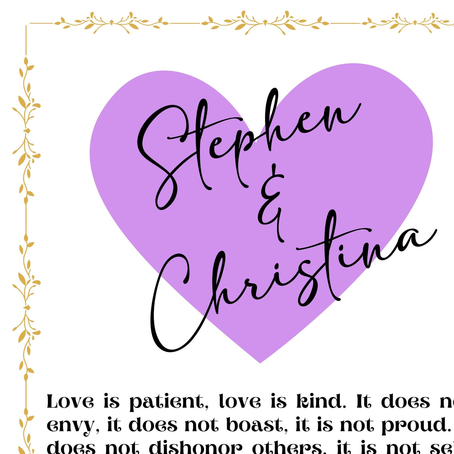 1 Corinthians 13 Print Personalized Custom Made Sign Love is Patient Wedding Gift Christian Wall Art Couple Names Anniversary Gift Love Sign