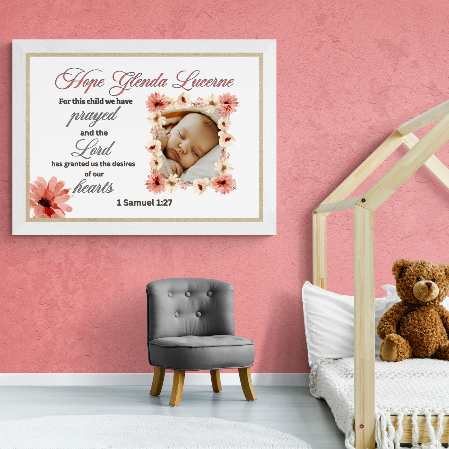 1 Samuel 1:27 Sign For This Child We Have Prayed Personalized Nursery Wall Art Christian Wall Decor Above Crib Sign Custom Horizontal Sign