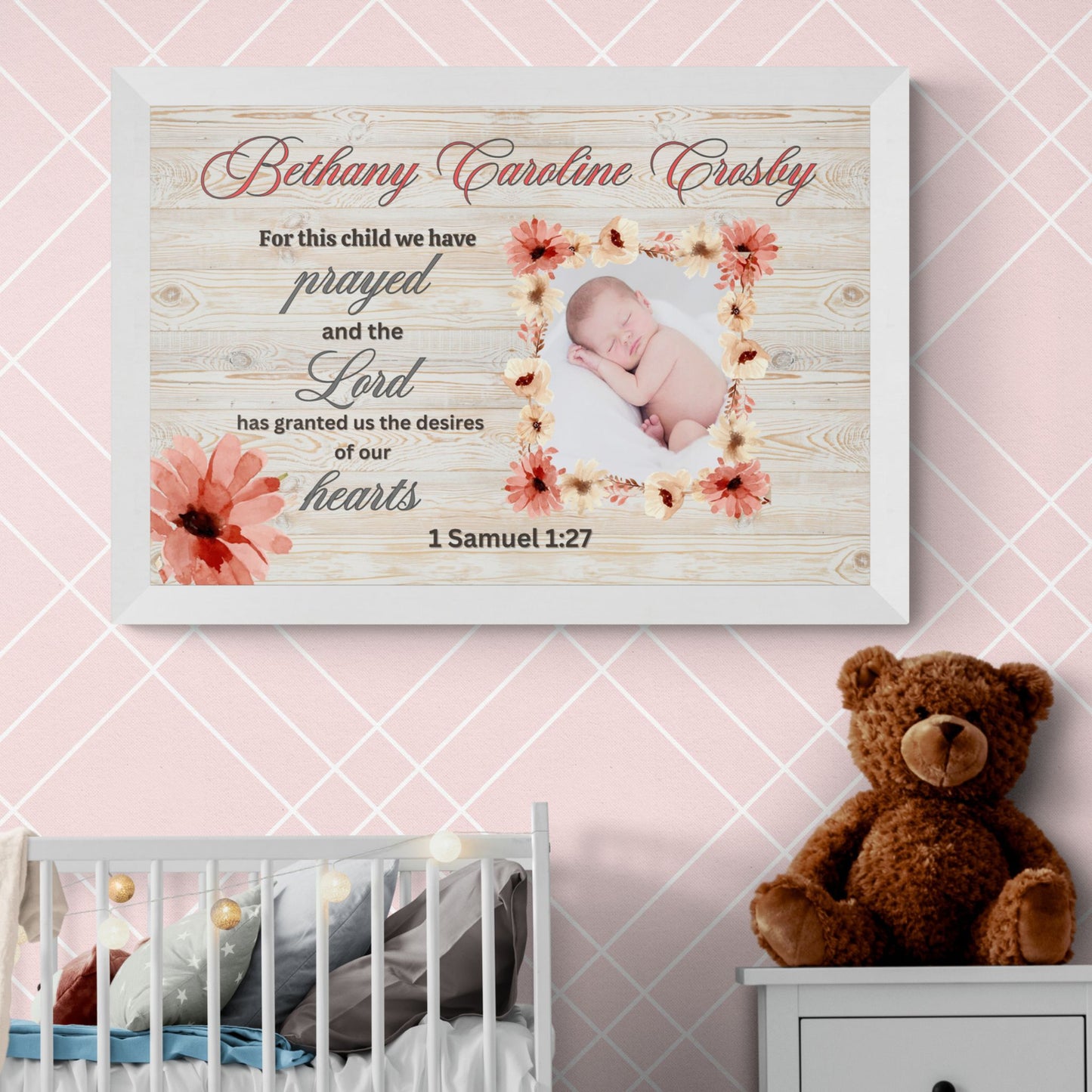 1 Samuel 1:27 Sign For This Child We Have Prayed Christian Wall Decor Nursery Wall Art Horizontal Sign Above Crib Sign Nursery Signs Newborn
