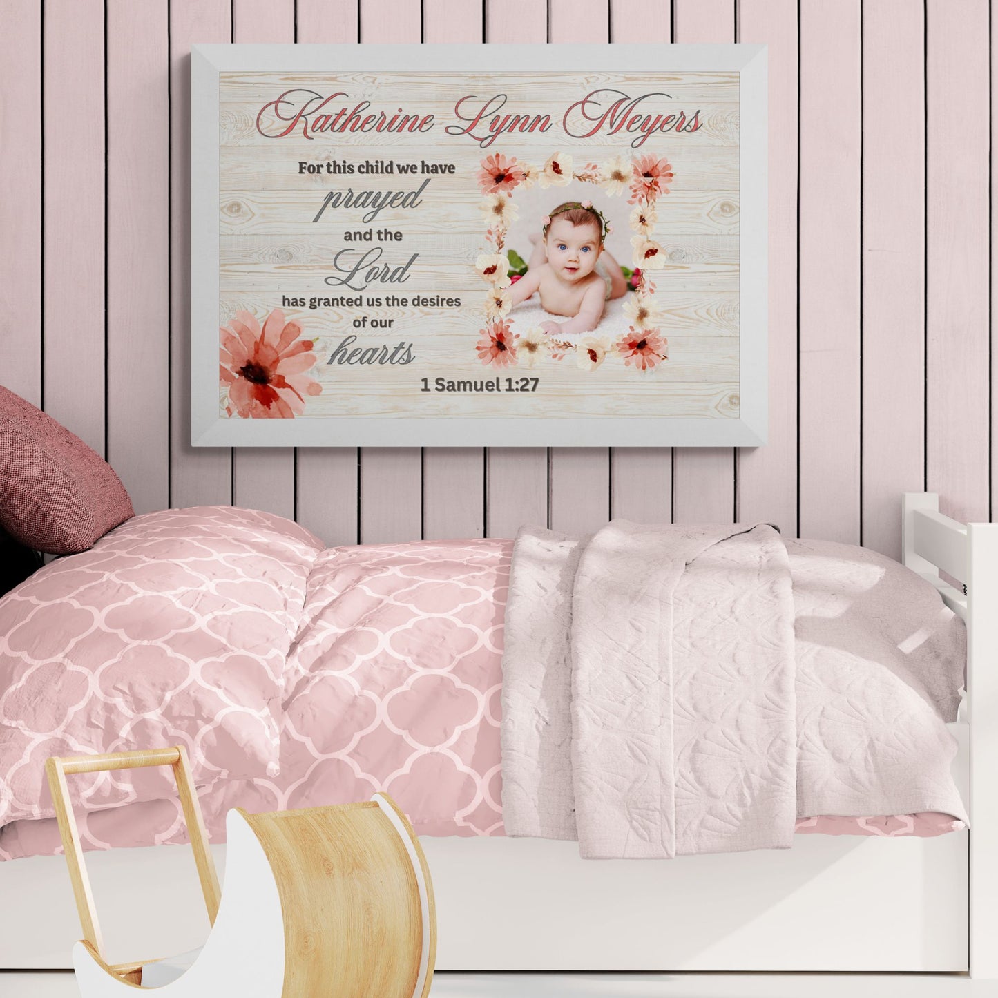 1 Samuel 1:27 Sign For This Child We Have Prayed Christian Wall Decor Nursery Wall Art Horizontal Sign Above Crib Sign Nursery Signs Newborn