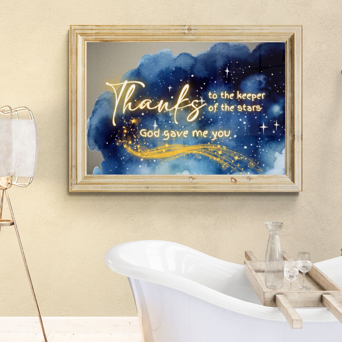 Thanks to the Keeper of the Stars, God Gave Me You Print Christian Wall Art Stars Poster