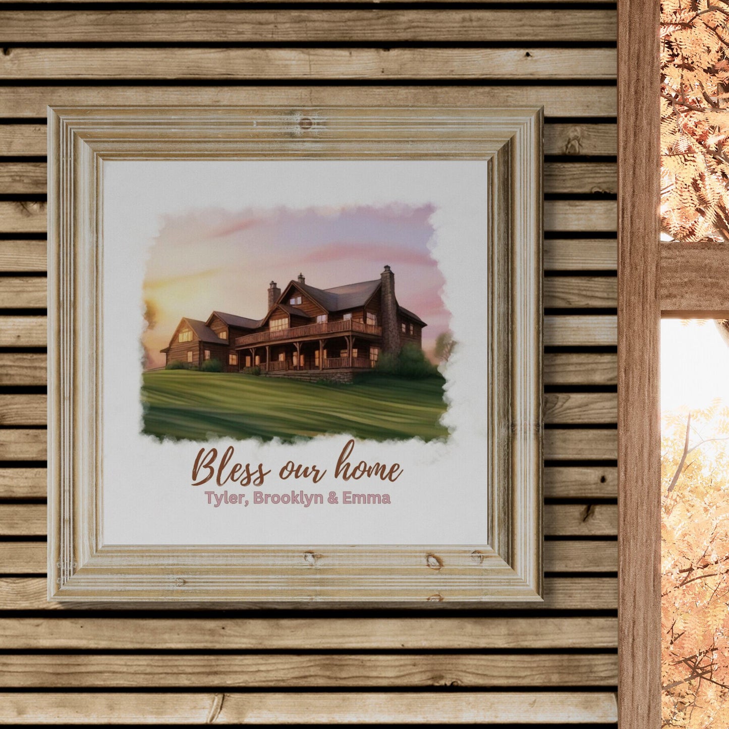 Bless Our Home Poster Print Painted House Personalized and Customizable Christian Themed Print