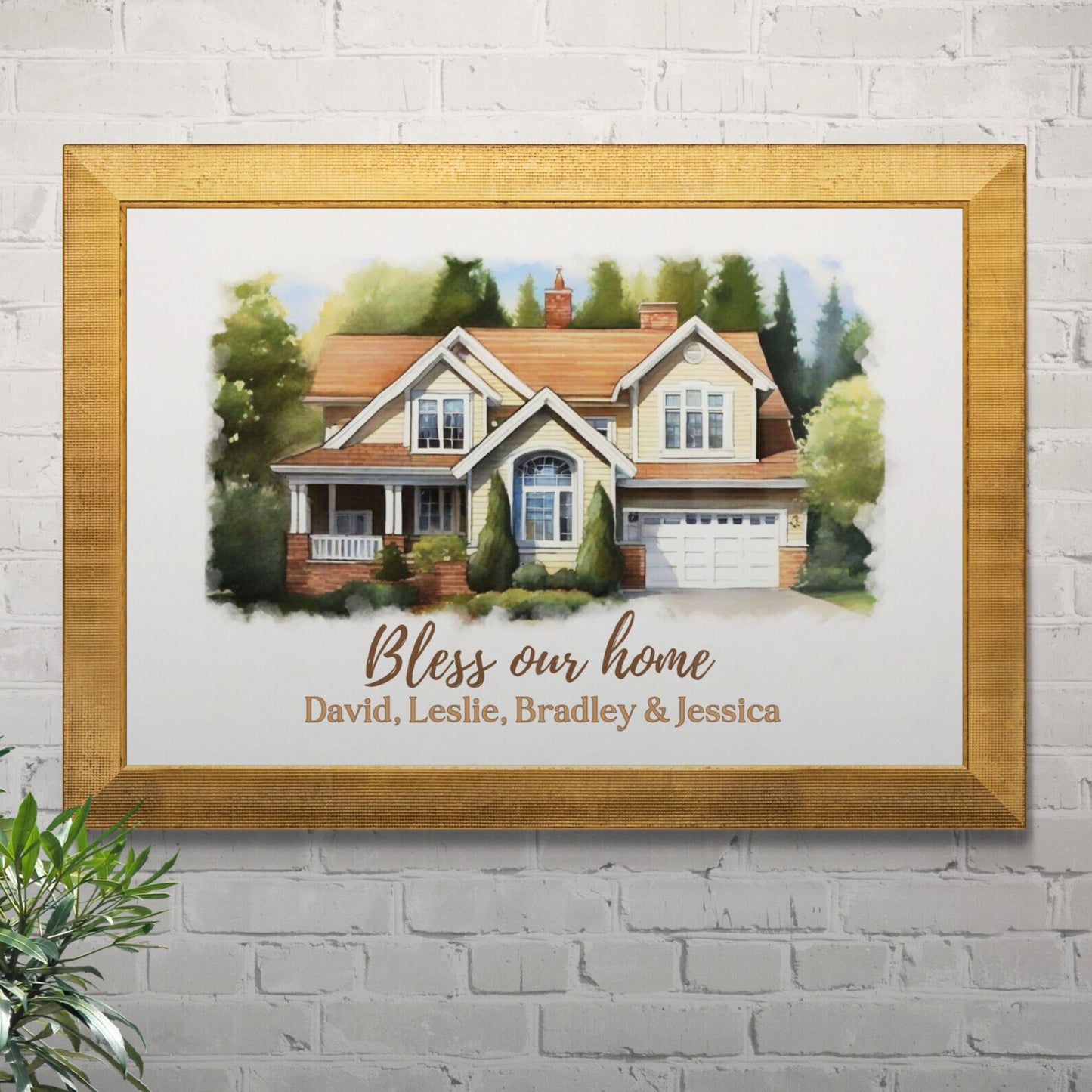 Bless Our Home Poster Print Painted House Personalized and Customizable Christian Themed Print