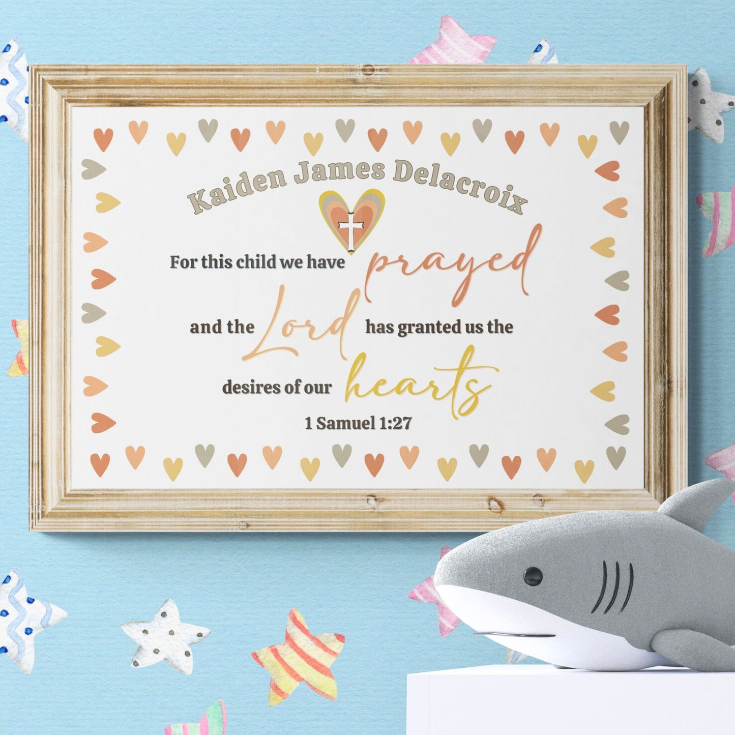 1 Samuel 1:27 Sign Custom Made Print Bible Verse Wall Art Personalized Name Sign For This Child We Have Prayed Hearts Sign Baby Nursery Art