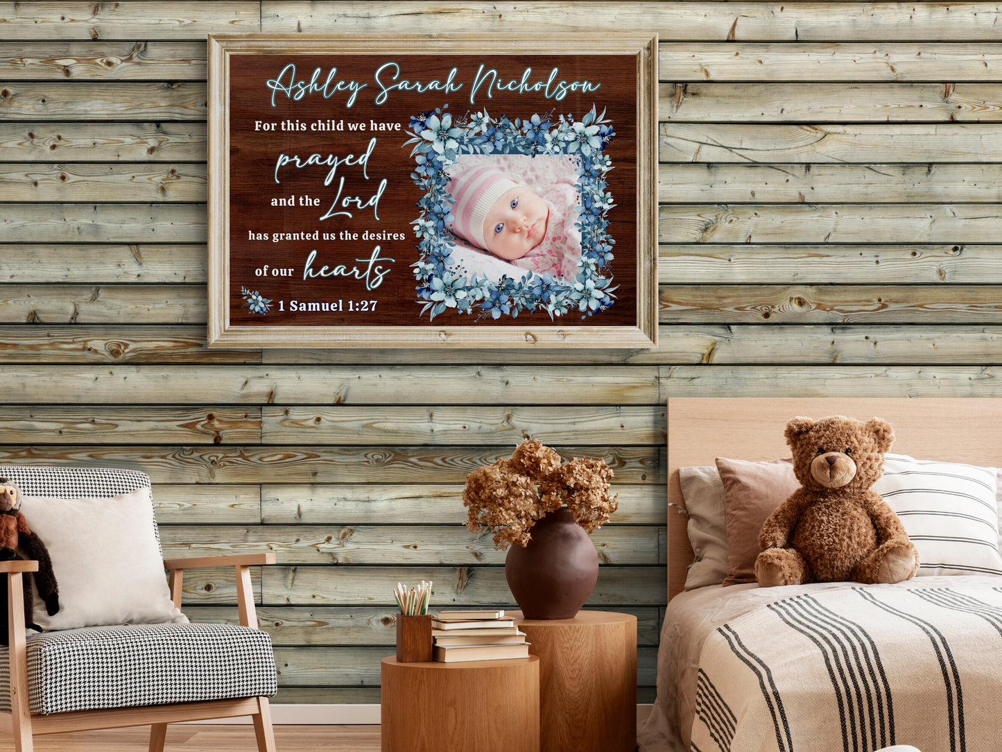 1 Samuel 1:27 Sign For This Child We Have Prayed Christian Wall Art Nursery Wall Art Custom Made Sign Above Crib Sign Baby Picture Newborn