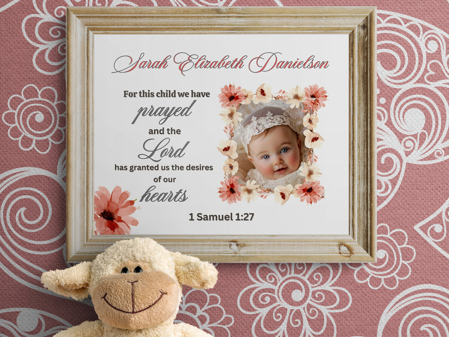 1 Samuel 1:27 Sign For This Child We Have Prayed Personalized Nursery Wall Art Christian Wall Decor Above Crib Sign Custom Horizontal Sign