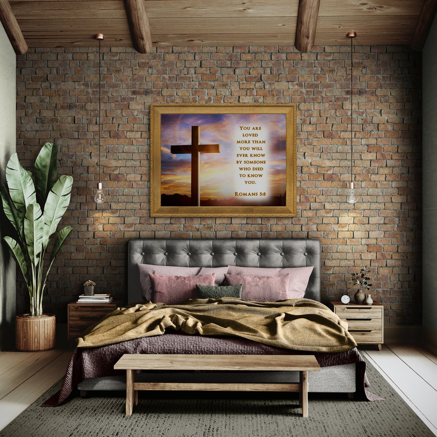Romans 5:8 You are Loved More Than You Will Ever Know By Someone Who Died To Know You Christian Wall Art Religious PrintClassic Semi-Glossy Paper Poster