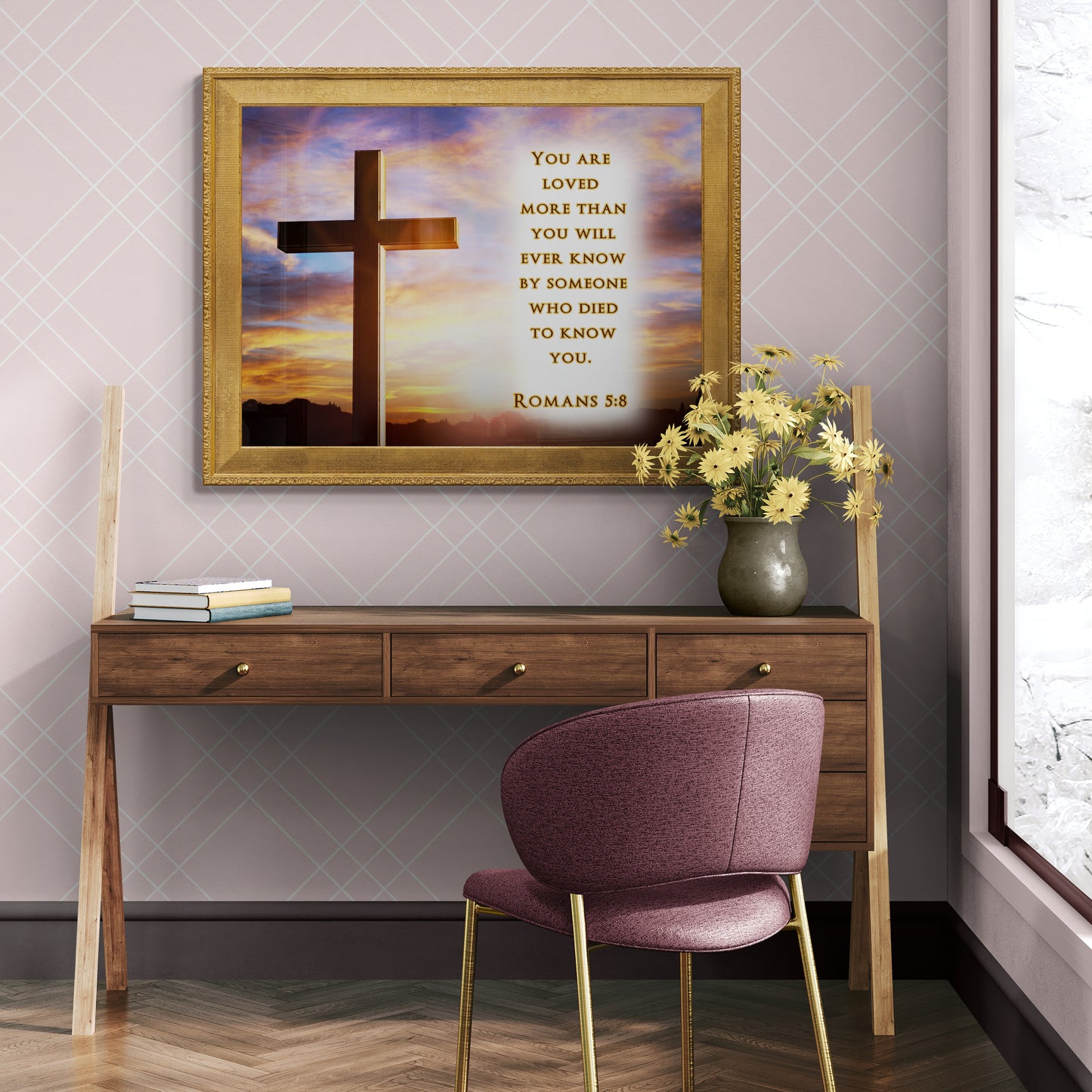 Romans 5:8 You are Loved More Than You Will Ever Know By Someone Who Died To Know You Christian Wall Art Religious Print