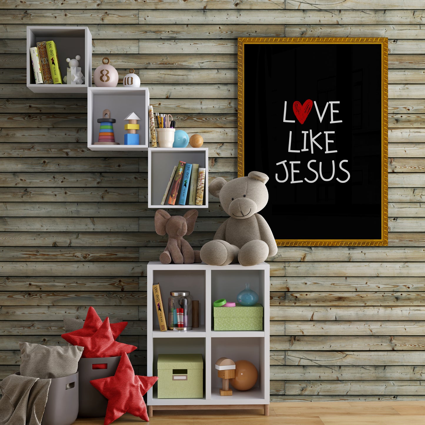 Love Like Jesus Black Poster Print Religious Poster Jesus is Love Children's Playroom Decor Child's Nursery Baby Shower Gift Minimalist Print