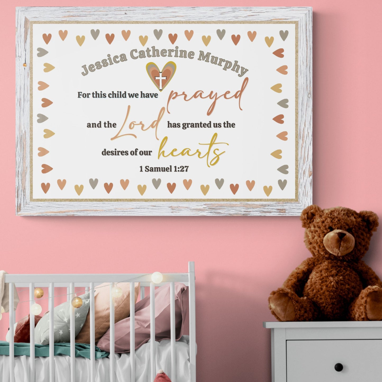 1 Samuel 1:27 Sign For This Child We Have Prayed Christian Wall Decor Nursery Wall Art Horizontal Sign Above Crib Sign Nursery Signs Newborn