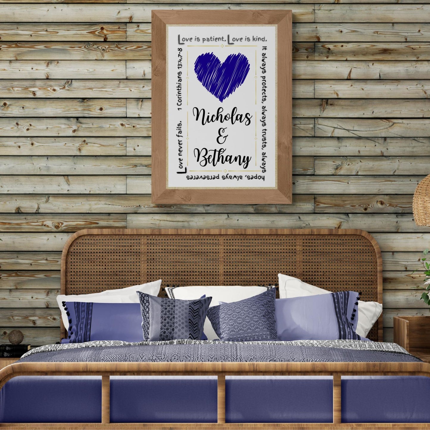 1 Corinthians 13 Print Personalized Custom Made Sign Love is Patient Christian Wall Art Wedding Gift Custom Couple Names Anniversary Gift