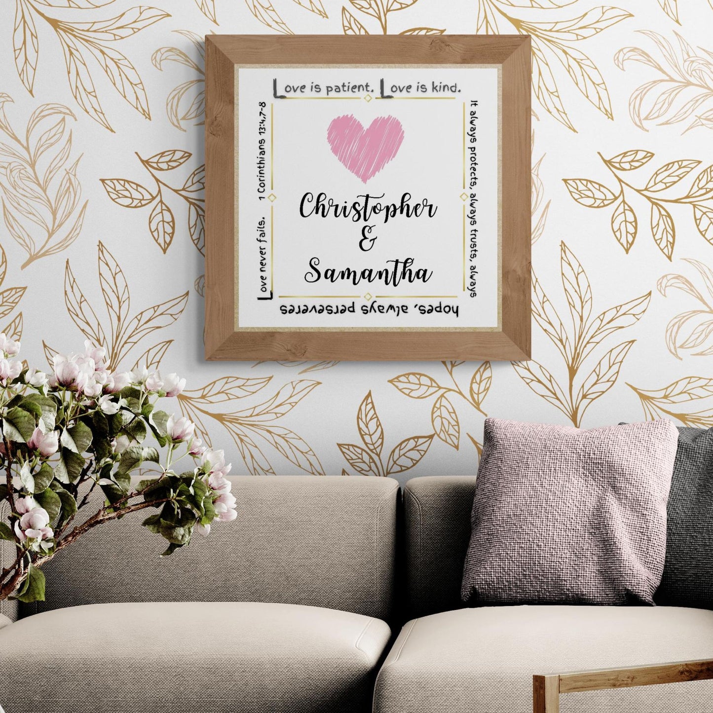 1 Corinthians 13 Print Personalized Custom Made Sign Love is Patient Christian Wall Art Wedding Gift Custom Couple Names Anniversary Gift