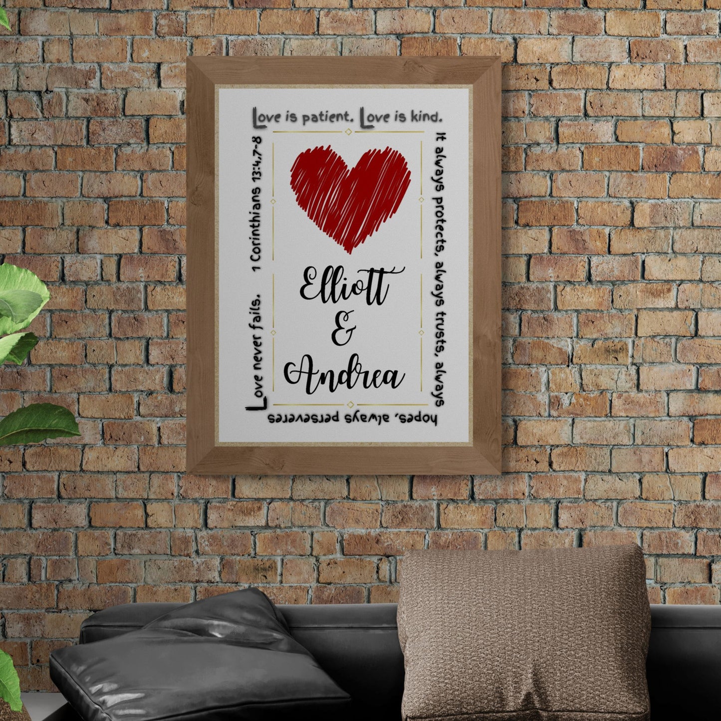 1 Corinthians 13 Print Personalized Custom Made Sign Love is Patient Christian Wall Art Wedding Gift Custom Couple Names Anniversary Gift
