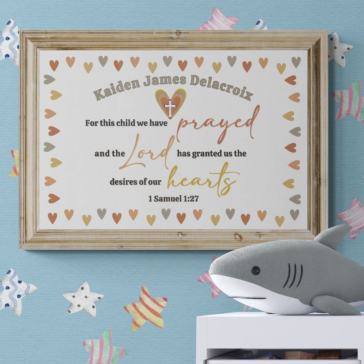 1 Samuel 1:27 Sign Custom Made Print Bible Verse Wall Art Personalized Name Sign For This Child We Have Prayed Hearts Sign Baby Nursery Art