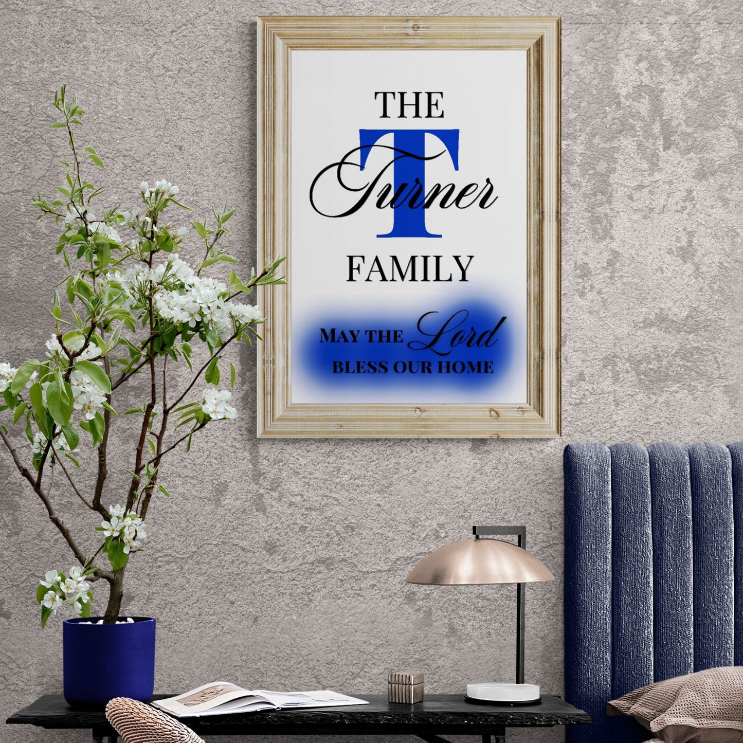 Personalized Custom Made Last Name Sign Christian Wall Art Lord Bless Our Home Sign Religious Poster Wedding Gift Anniversary Gift God Art