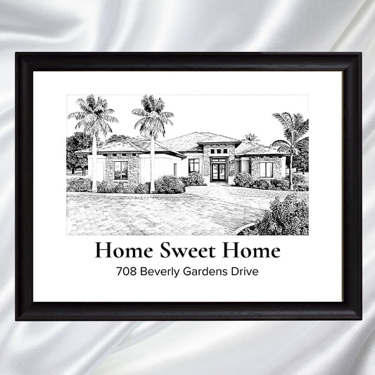 Drawing of a home print Sketched Print Housewarming Gift for Realtor Closing Gift Christian Poster