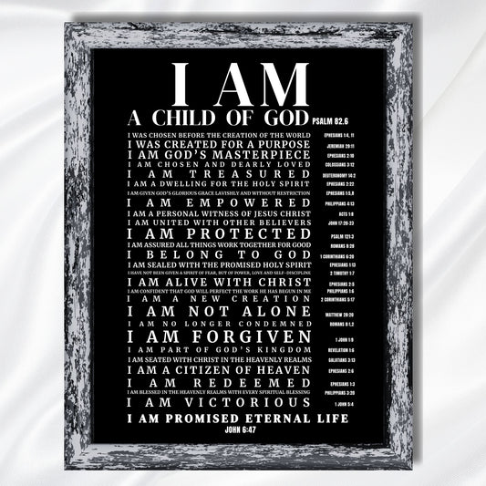 Psalm 82:6 I am a Child of God Print I am God's Masterpiece Christian Wall Art Bible Verse Print God's Promise of Eternal Life Printable