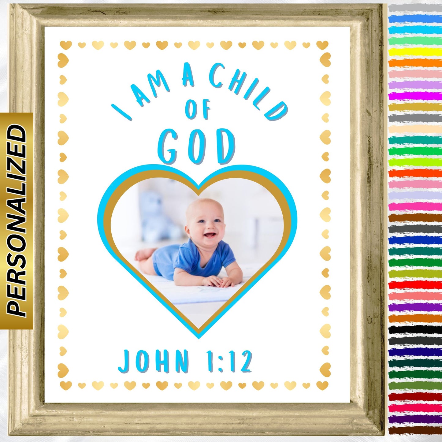 John 1:12 Bible Verse Print I Am A Child of God Poster Personalized Custom Made Christian Wall Art Bible Verse Poster Baby Nursery Gift