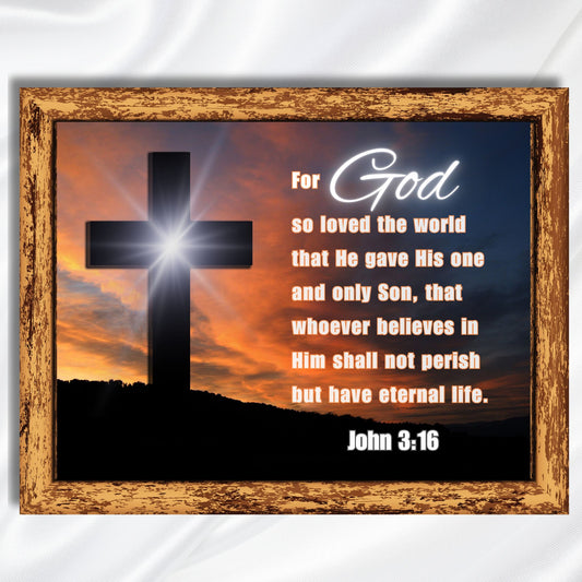 John 3:16 Poster For God So Loved the World Sign Christian Wall Art Bible Verse Wall Art I am the Light of the World Eternal Life Print