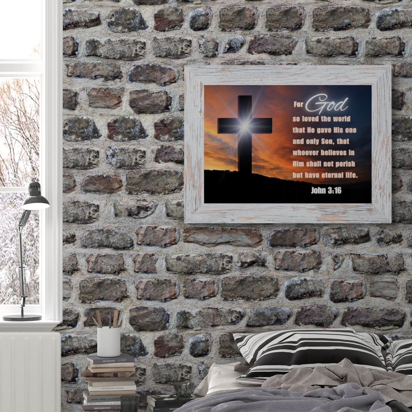 John 3:16 Poster For God So Loved the World Sign Christian Wall Art Bible Verse Wall Art I am the Light of the World Eternal Life Print