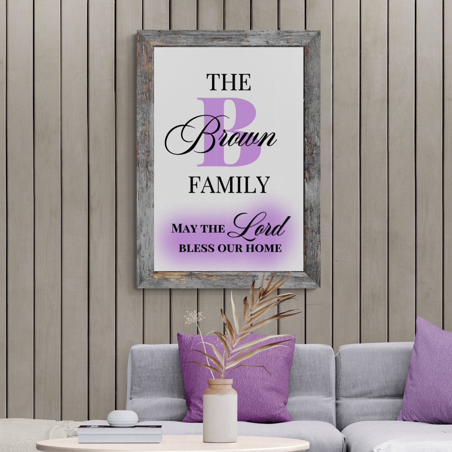 Personalized Custom Made Last Name Sign Christian Wall Art Lord Bless Our Home Sign Religious Poster Wedding Gift Anniversary Gift God Art