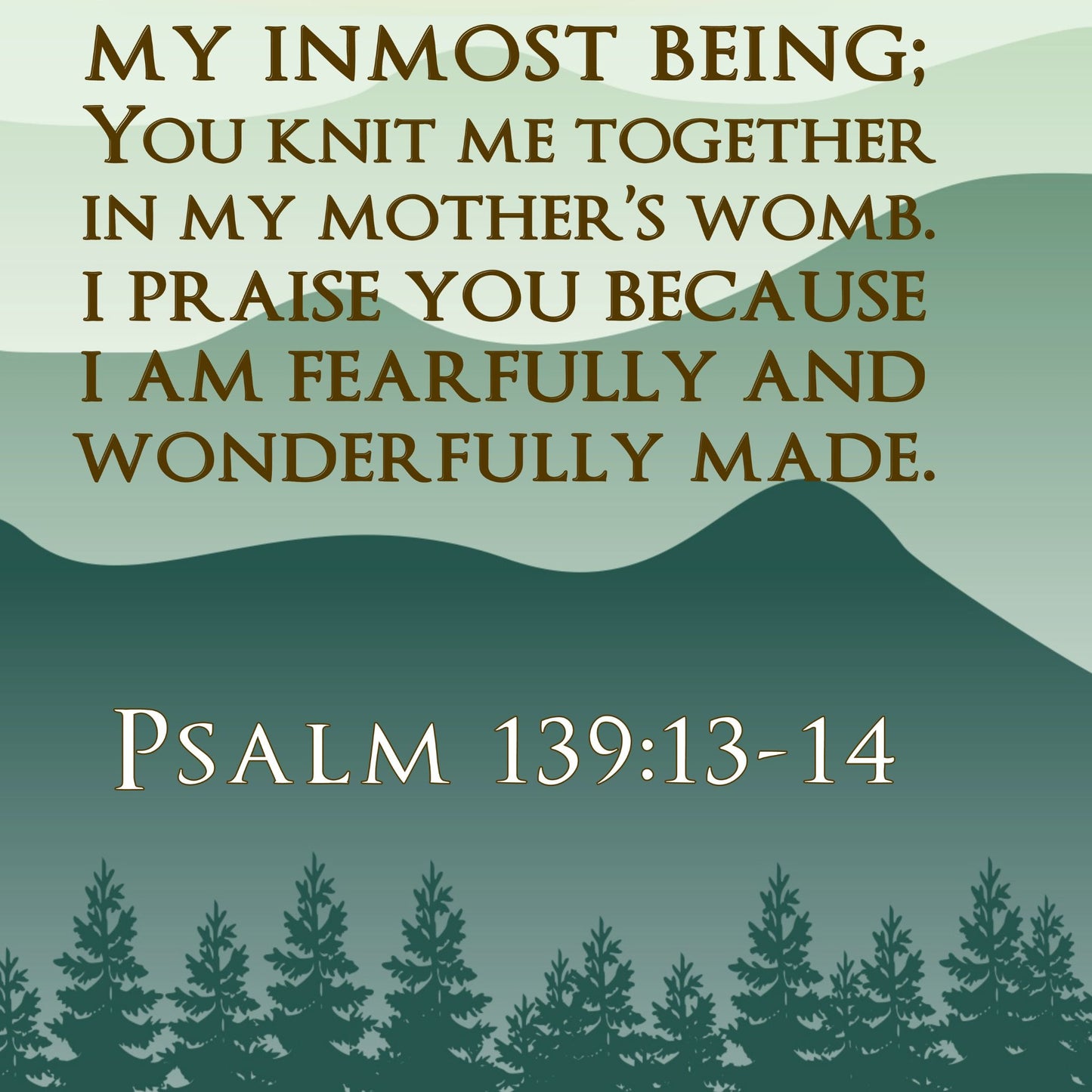 Psalm 139:13-14 I am Fearfully and Wonderfully Made Print Christian Wall Art Bible Verse Poster Baby Shower Gift Knit Me in My Mother's Womb