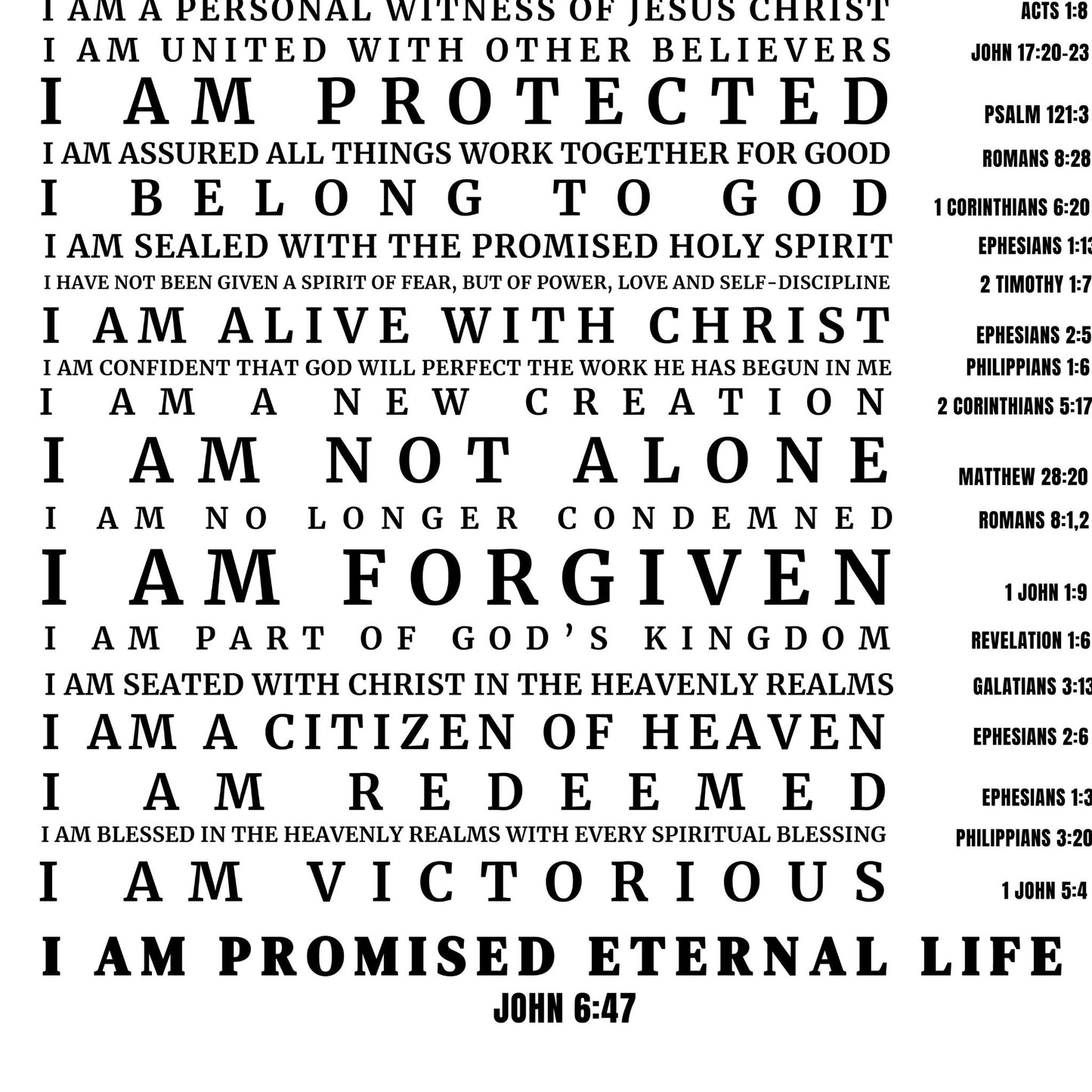 Psalm 82:6 I am a Child of God poster I am God's Masterpiece Print God's Child Christian Wall Art Created For a Purpose Bible Verse Print